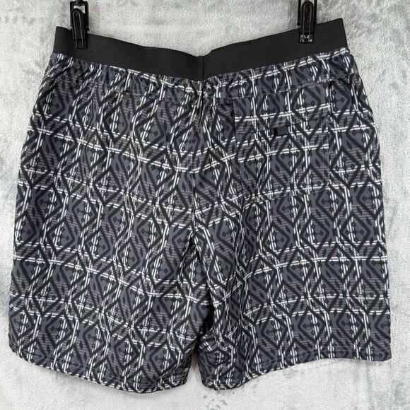 Prana Mojo Yoga Shorts Mens XL Elastic Waist Black Gray Plaid UPF 50‎ Hiking - Picture 3 of 7